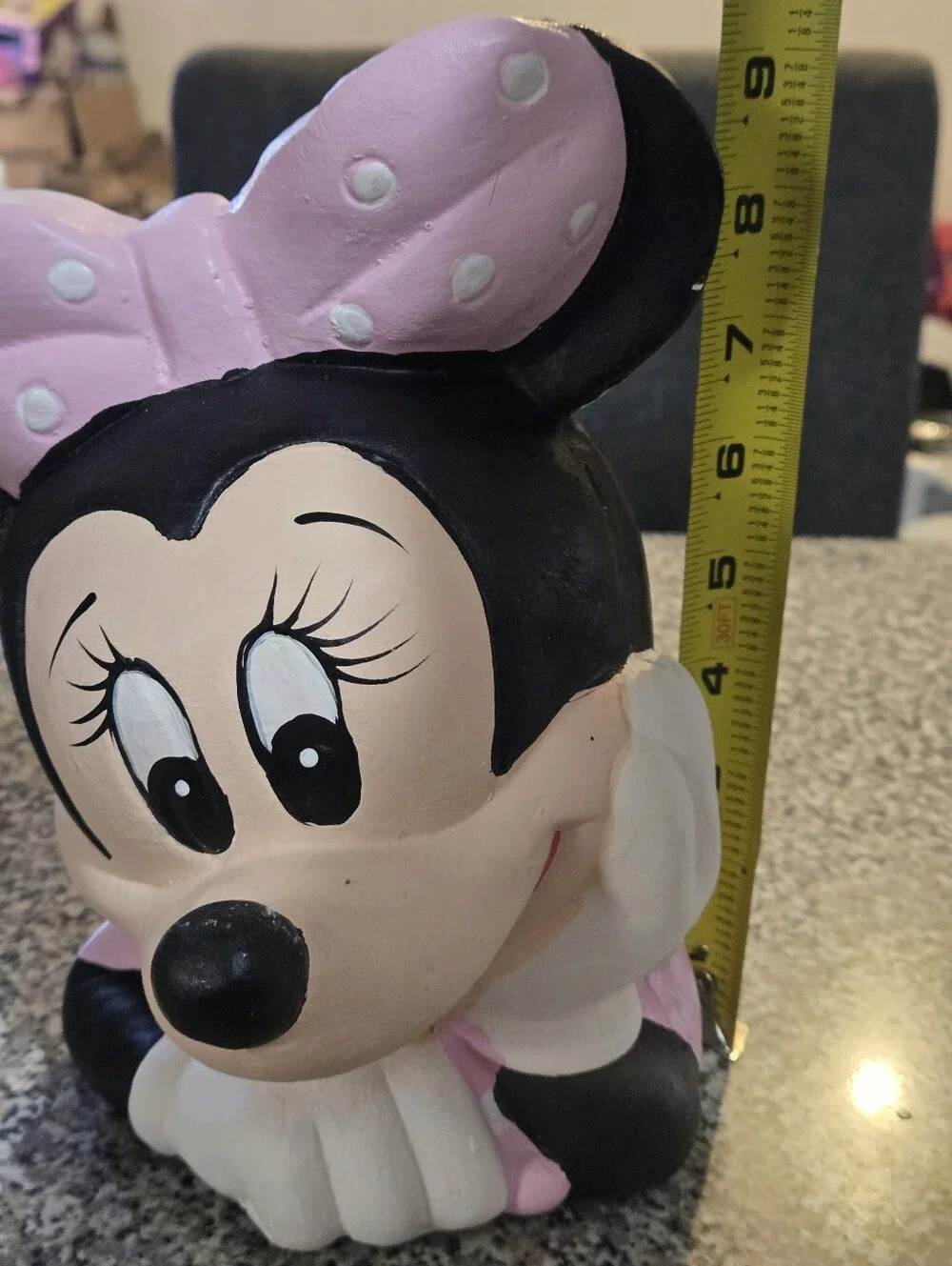 Pink Polka Dot Minnie Mouse Piggy Bank Figurine